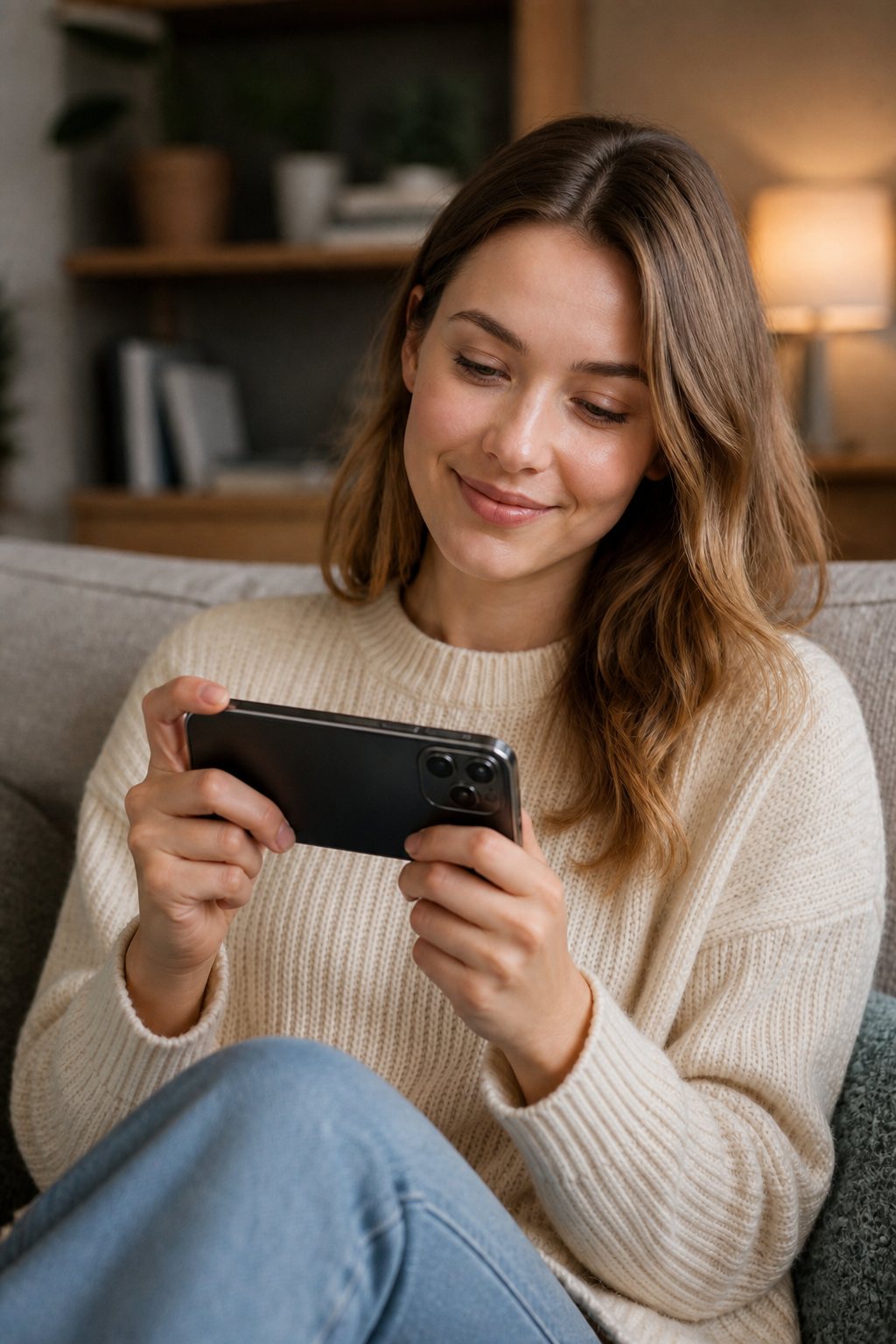 Woman streaming video on her phone with Velanox VPN